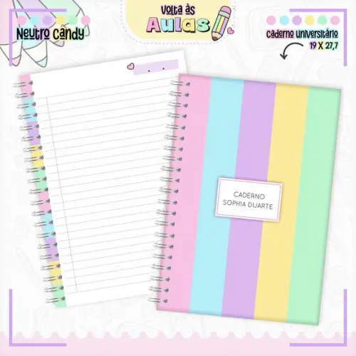 Caderno Universitário Grande - Neutro Candy