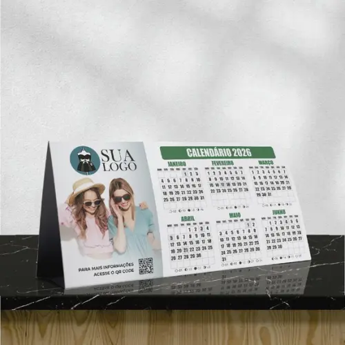 Calendário de Mesa Corporativo 2026 (500 Unidades)