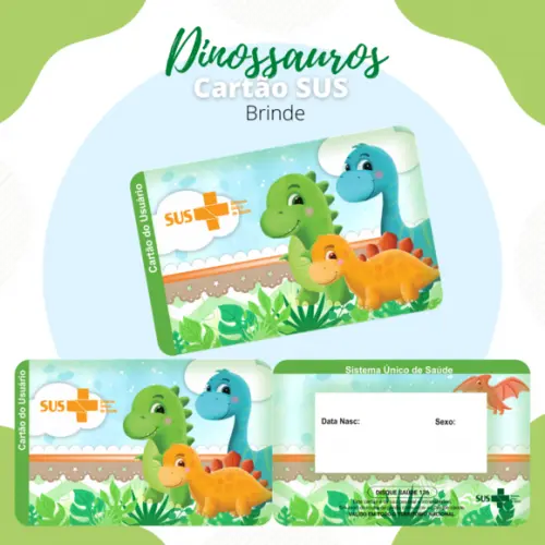 Cartão Sus - Plastificado - Dino Cute