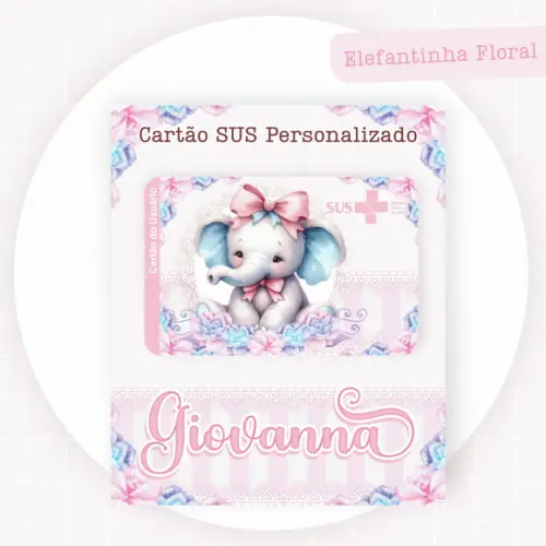 Cartão Sus - Plastificado - Elefantinha Floral