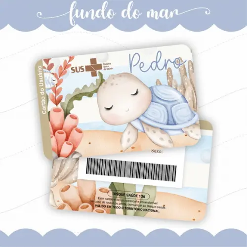 Cartão Sus - Plastificado - Fundo do Mar Menino