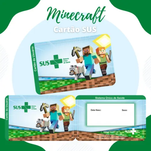Cartão Sus - Plastificado - Minecraft