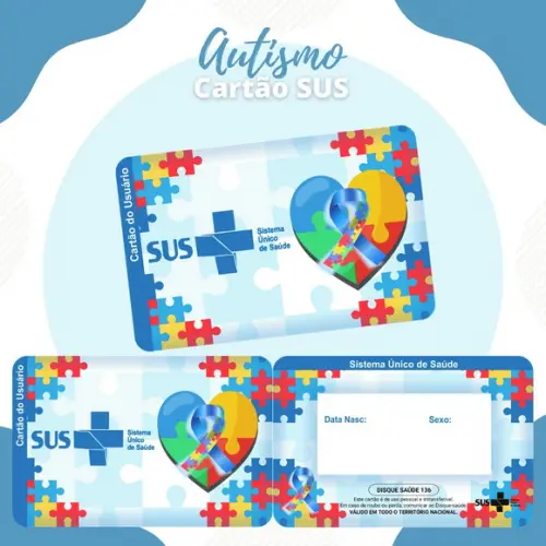 Cartão Sus - Pvc - Autismo Azul