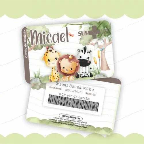 Cartão Sus - Pvc - Safari Baby