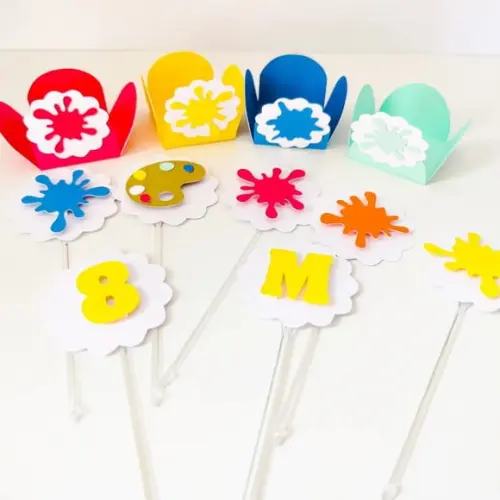 Combo - Topper de Docinho e Forminhas - Aquarela (60un)