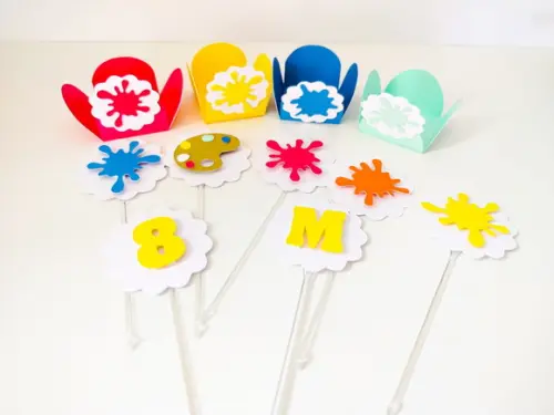 Combo - Topper de Docinho e Forminhas - Aquarela (60un)