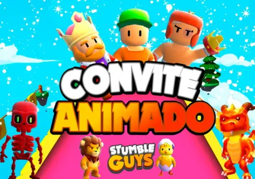 Convite Animado - Stumble Guys (5 Fotos)