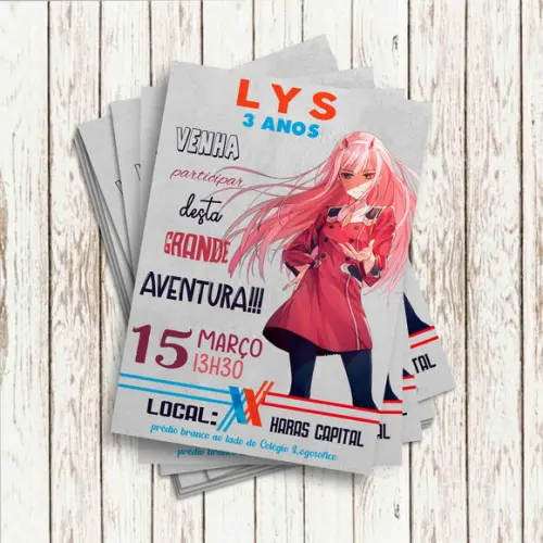 Convite Impresso - Anime/ Zero Two