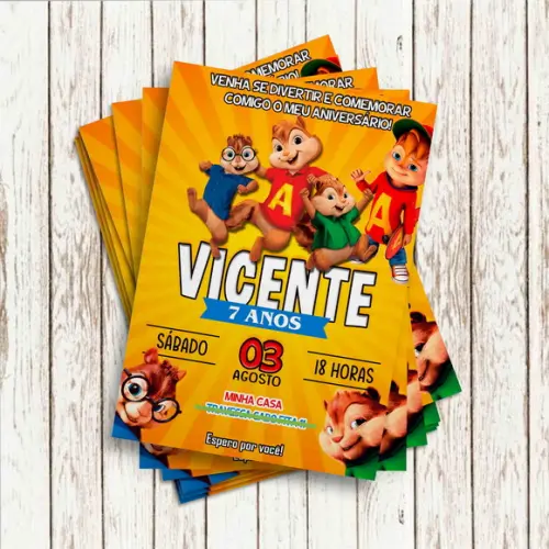 Convite Impresso - Alvin e os Esquilos