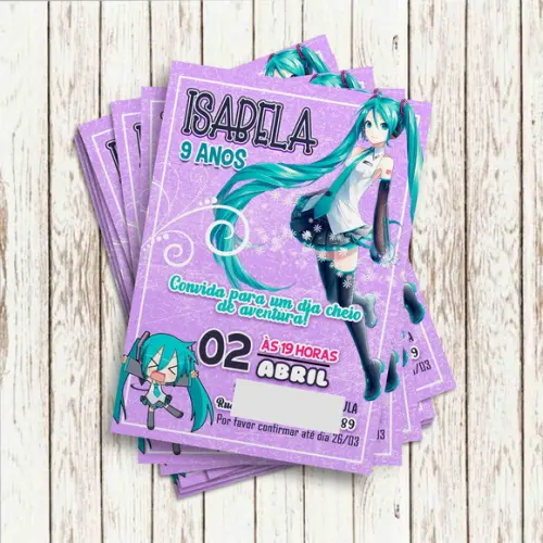 Convite Impresso - Anime/ Hatsune Miku
