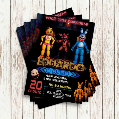Convite Impresso - Animatronics Fnaf 02