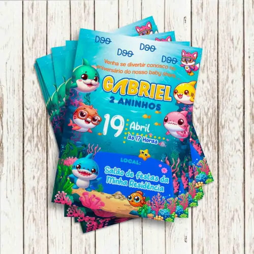 Convite Impresso - Baby Shark 02
