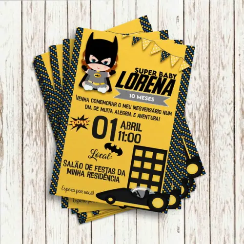 Convite Impresso - Batgirl Baby
