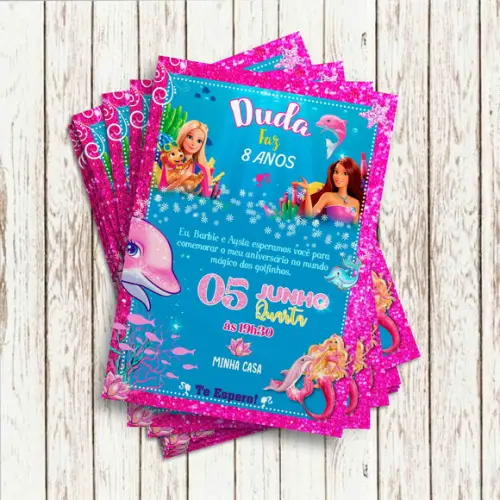 Convite Impresso - Barbie e os Golfinhos