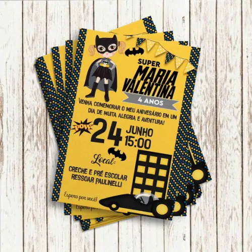 Convite Impresso - Batman Menina