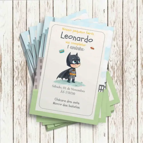Convite Impresso - Batman Baby Clean