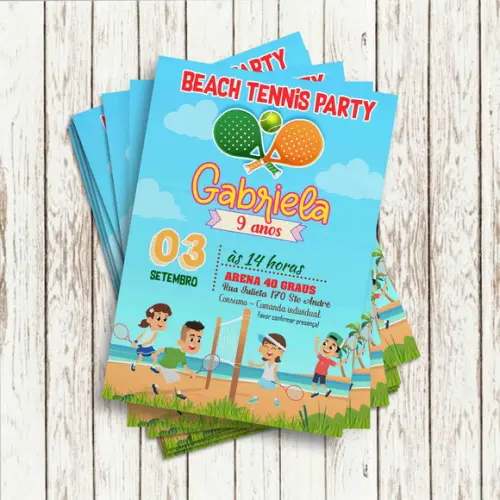 Convite Impresso - Beach Tennis Kids