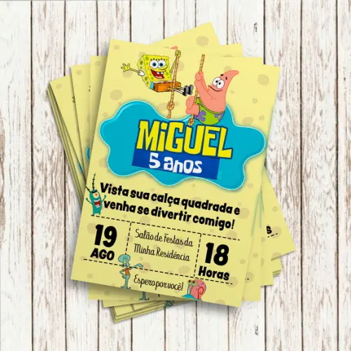 Convite Impresso - Bob Esponja