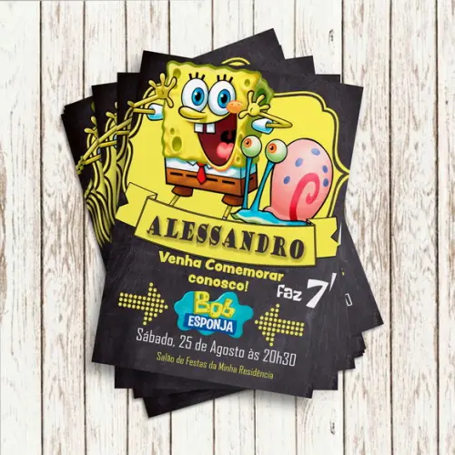 Convite Impresso - Bob Esponja 02