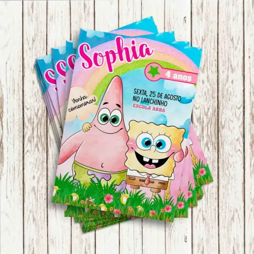 Convite Impresso - Bob Esponja Menina