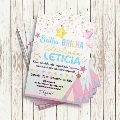Convite Impresso - Brilha Brilha Estrelinha