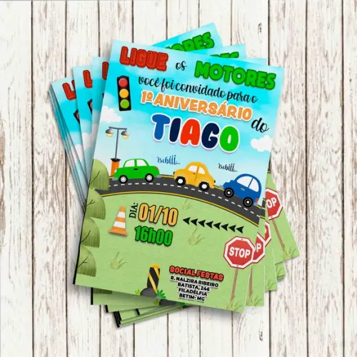 Convite Impresso - Carrinhos