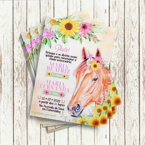 Convite Impresso - Cavalo Floral