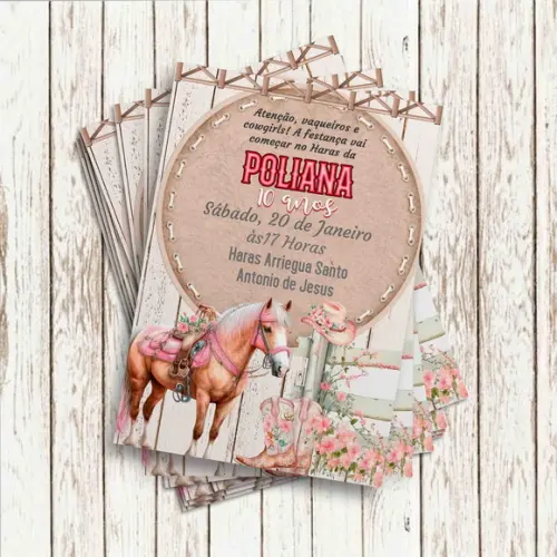 Convite Impresso - Cavalo Floral 02