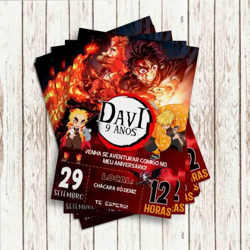 Convite Impresso - Demon Slayer