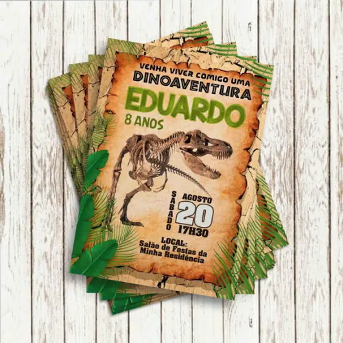 Convite Impresso - Dinossauro Trex
