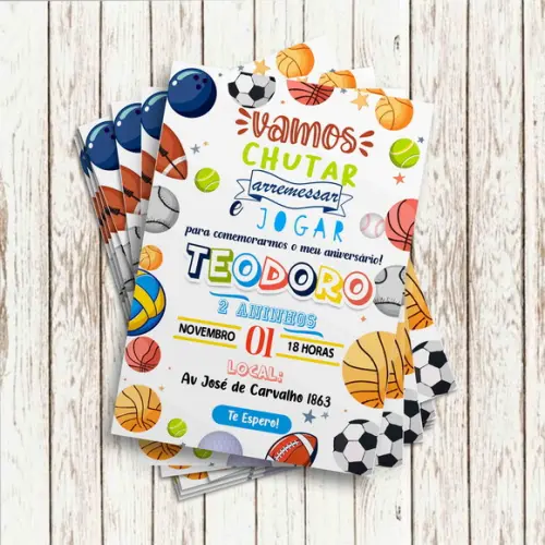 Convite Impresso - Esporte - Bolas