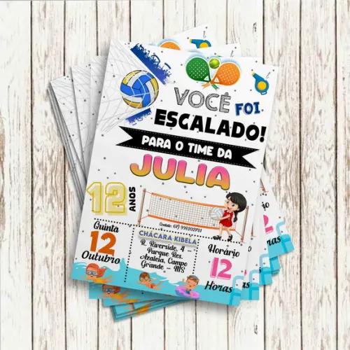 Convite Impresso - Esportes Menina