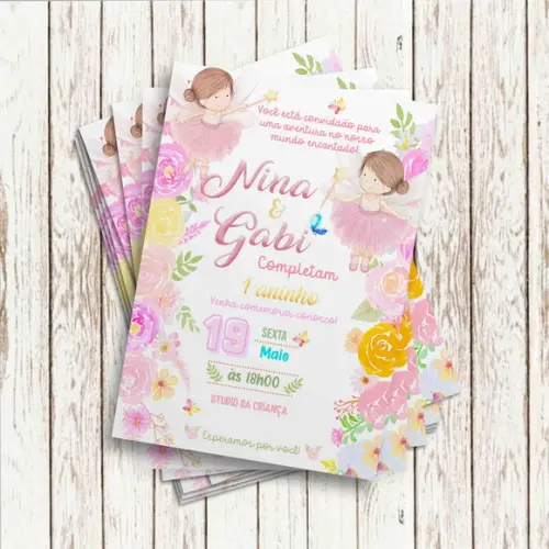Convite Impresso - Fadas Gemes