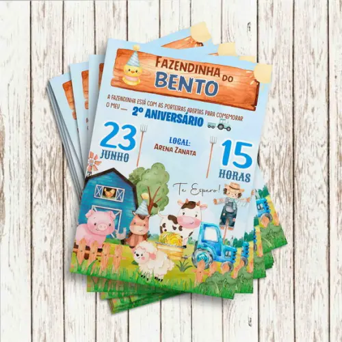 Convite Impresso - Fazendinha Azul