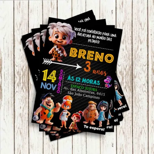 Convite Impresso - Flintstones/ Bambam