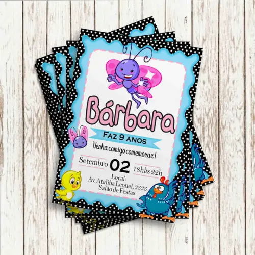 Convite Impresso - Galinha Pintadinha - Borboletinha