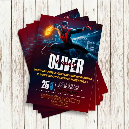 Convite Impresso - Homem Aranha Versus Miles Morales