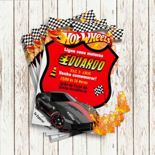 Convite Impresso - Hot Wheels