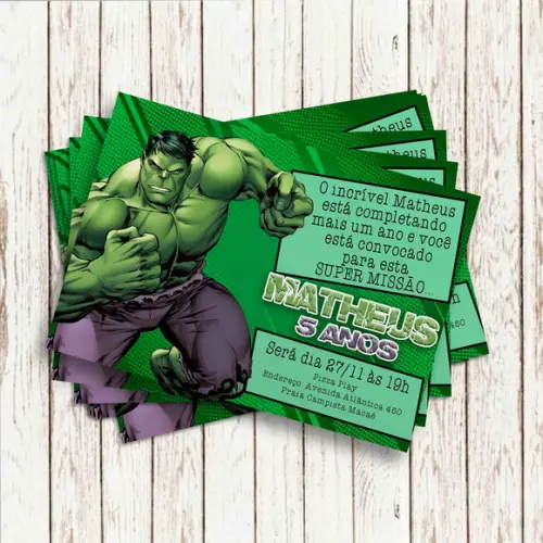 Convite Impresso - Hulk 02