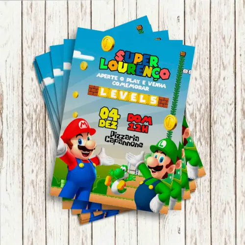 Convite Impresso - Mario Bross