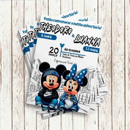 Convite Impresso - Mickey e Minnie