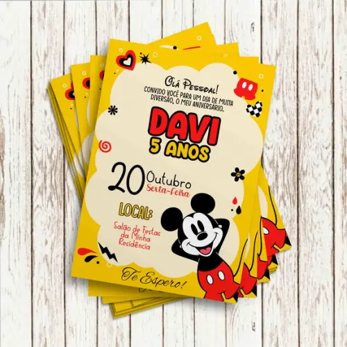 Convite Impresso - Mickey Mouse 04