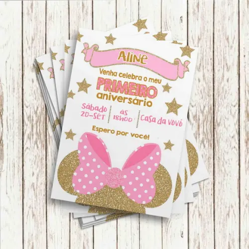Convite Impresso - Minie Rosa
