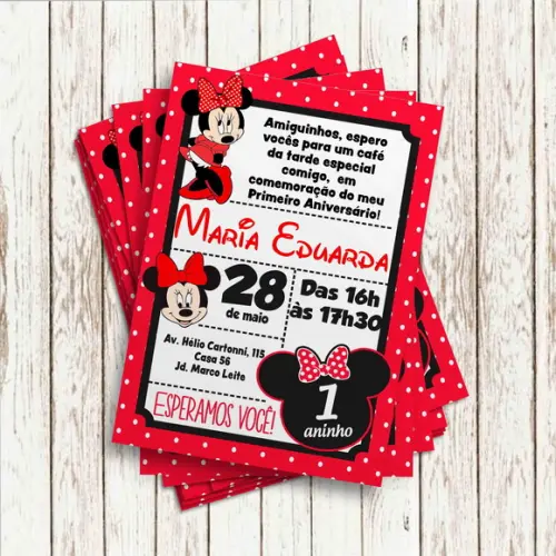 Convite Impresso - Minnie Vermelha
