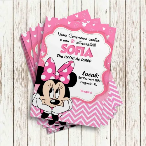 Convite Impresso - Minnie Rosa