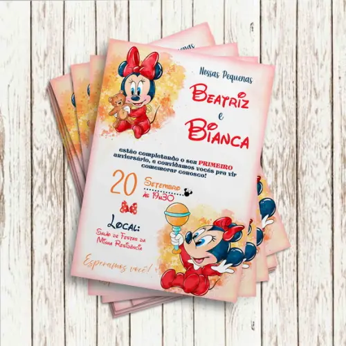 Convite Impresso - Minnie Vermelha Baby