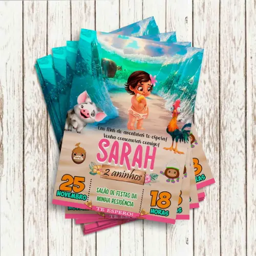 Convite Impresso - Moana Baby
