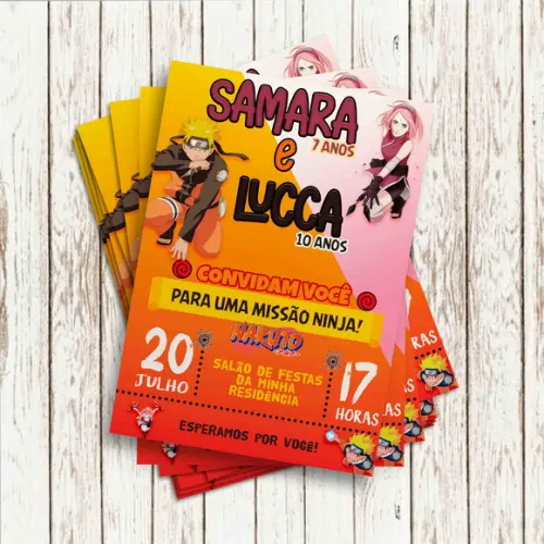 Convite Impresso - Naruto e Sakura 02