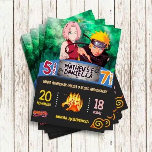 Convite Impresso - Naruto e Sakura