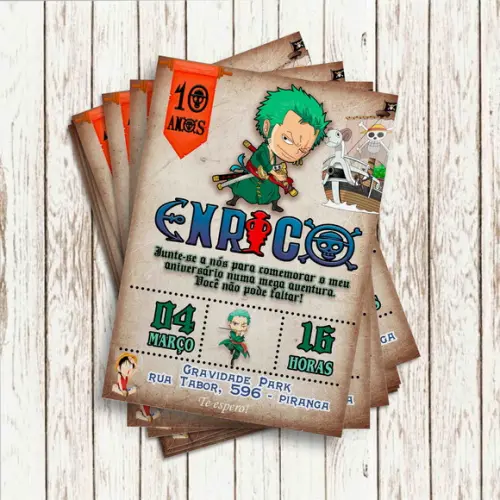 Convite Impresso - One Piece Zoro